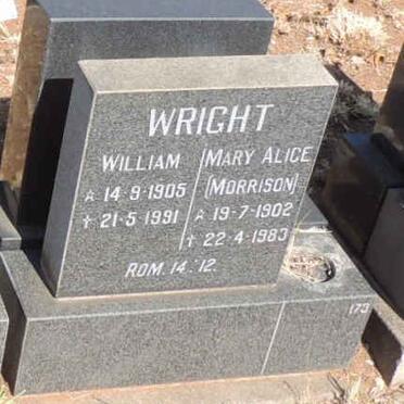 WRIGHT William 1905-1991 & Mary Alice MORRISON 1902-1983