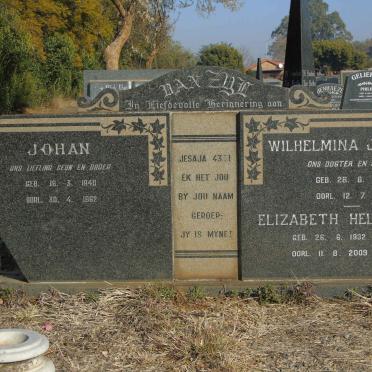 ZYL Wilhelmina Johanna, van 1932-1984 :: VAN ZYL Elizabeth Helena 1932-2009