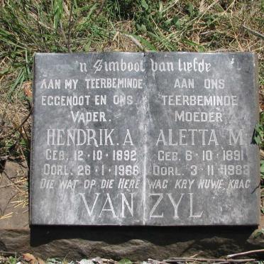 ZYL Hendrik A., van 1892-1966 &amp; Aletta M. 1891-1983 _2