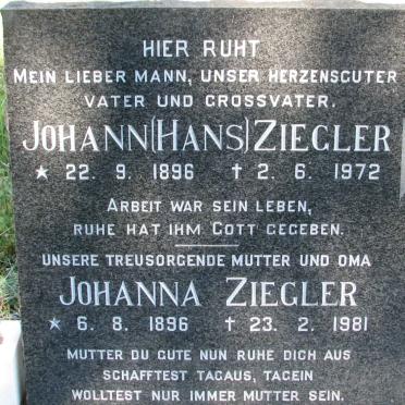 ZIEGLER Johann 1896-1972 &amp; Johanna 1896-1981