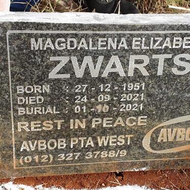 ZWARTS Magdalena Elizabeth 1951-2021