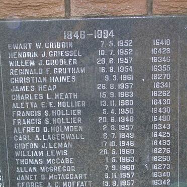 5. South African Legion Remembrance Wall / Suid Afrikaanse Legioen muur van herinnering 1946-1994