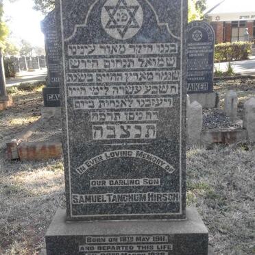 HIRSCH Samuel Tanchum 1911-1928
