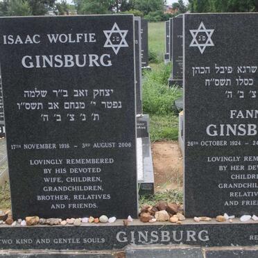 GINSBERG Isaac Wolfie 1916-2006 & Fanny 1924-2007