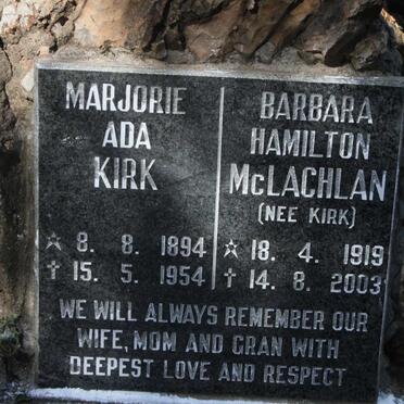 KIRK Marjorie Ada 1894-1954 :: MCLACHLAN Barbara Hamilton nee KIRK 1919-2003