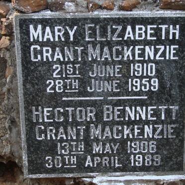 MACKENZIE Hector Bennett, GRANT- 1906-1989 & Mary Elizabeth 1910-1959