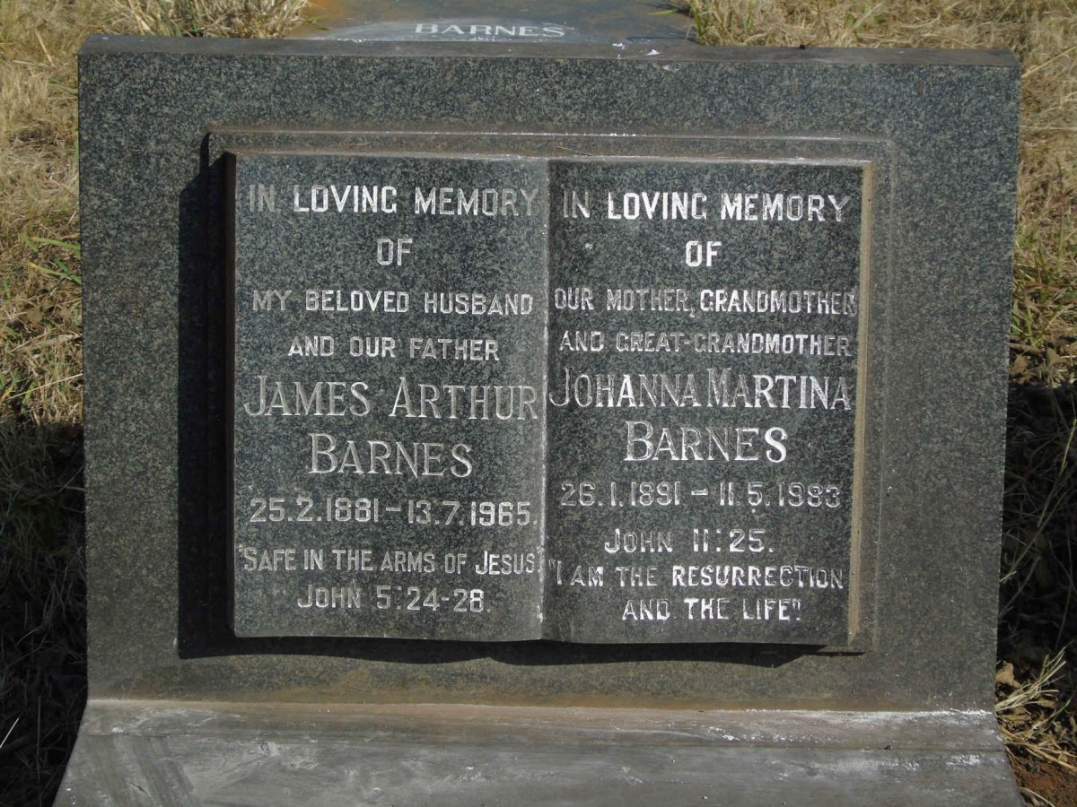 BARNES James Arthur 1881-1965 &amp; Johanna Martina 1891-1983