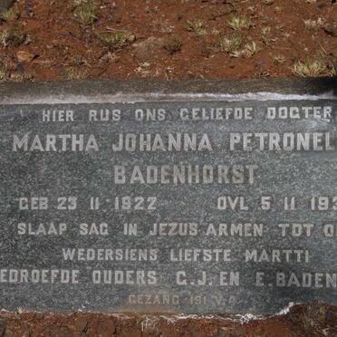 BADENHORST Martha Johanna Petronella 1922-1936