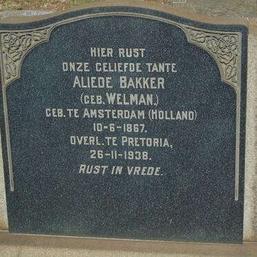 BAKKER Aliede nee WELMAN 1867-1938