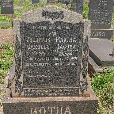 BOTHA Philippus Carolus 1891-1957 &amp; Martha Jacoba WOLMARANS 1892-1978