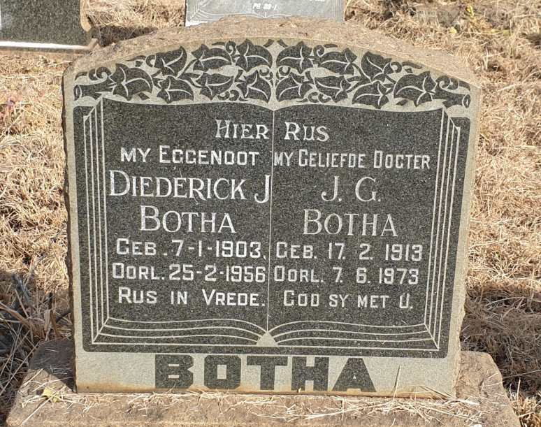 BOTHA Diederick J. 1903-1956 & J.G. 1913-1973