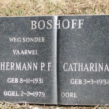 BOSHOFF Hermann P.F. 1931-1979 &amp; Catharina E. 1934-