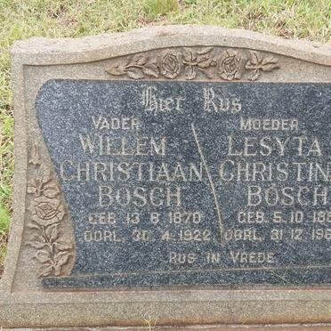 BOSCH Willem Christiaan 1870-1922 &amp; Lesyta Christina 1887-1966