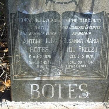BOTES Antonie J.J. 1875-1952 & Susanna Maria DU PREEZ 1876-1949