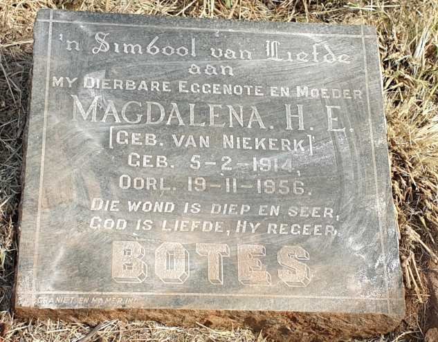 BOTES Magdalena H.E. nee VAN NIEKERK 1914-1956