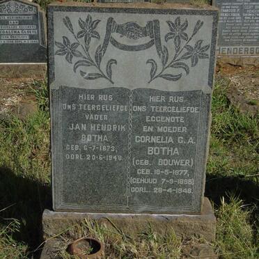 BOTHA Jan Hendrik 1873-1948 & Cornelia G.A. BOUWER 1877-1946