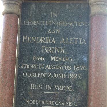BRINK Andries Jacob Eksteen 1877-1947 &amp; Hendrika Aletta MEYER 1876-1927