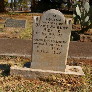 BEALE James Albert 1882-1953 &amp; Magdalena Elizabeth Jacoba Lourens 1892-1947