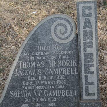 CAMPBELL Thomas Hendrik Jacobus 1892-1955 & Sophia A.P. 1893-1984