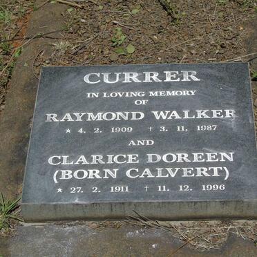 CURRER Raymond Walker 1909-1987 & Clarice Doreen CALVERT 1911-1996