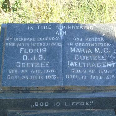 COETZEE Floris D.J.S 1878-1957 & Maria M.C. WELTHAGEN 1887-1975