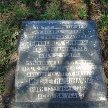 CROOKS Frederick -1938 & Magrietha Johanna 1902-