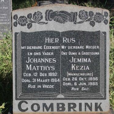 COMBRINK Johannes Matthys 1892-1964 &amp; Jemima Kezia WANNENBURG 1896-1985