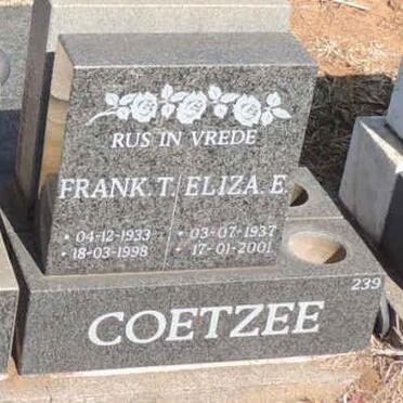 COETZEE Frank T. 1933-1998 & Eliza E. 1937-2001