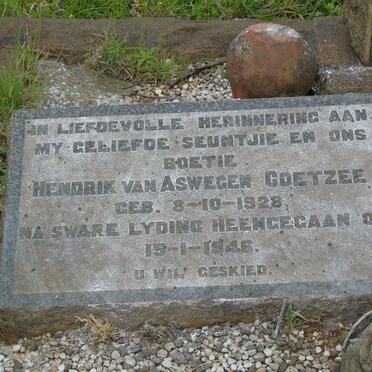 COETZEE Hendrik Van Aswegen 1928-1946