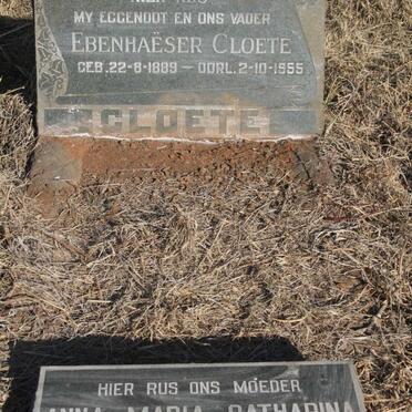 CLOETE Ebenhaeser 1889-1955 & Anna Maria Catharina 1898-1978