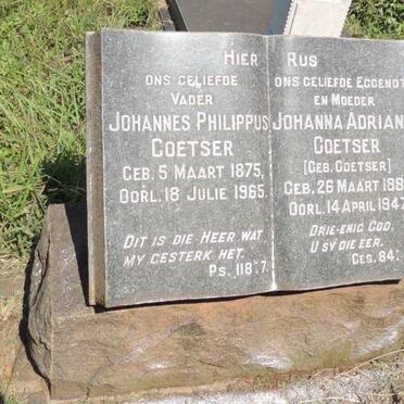 COETSER Johannes Philippus 1875-1965 & Johanna Adriana COETSER 1880-1947