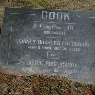 COOK Sidney Charles Frederick 1891-1956 &amp; Alice Rose 1892-1968