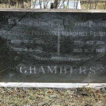 CHAMBERS John Hendry Frederick 1902-1961 &amp; Margaret Pemberton 1906-1965