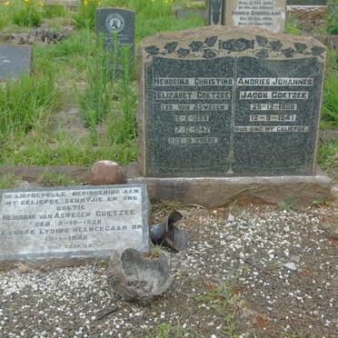 COETZEE Andries Johannes Jacob 1888-1941 &amp; Hendrina Christina Elizabet VAN ASWEGEN 1888-1947