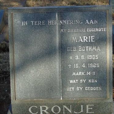 CRONJE Marie nee BOTHMA 1905-1969