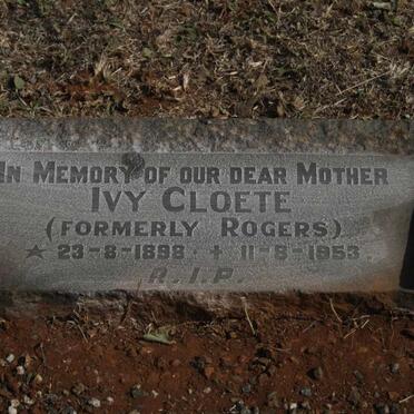 CLOETE Ivy formerly ROGERS 1898-1953