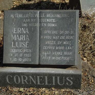 CORNELIUS Erna Maria Luise nee HEIN 1905-1989