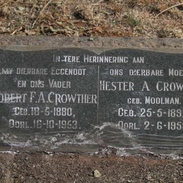 CROWTHER Robert F.A. 1880-1953 & Hester A. MOOLMAN 1892-1959