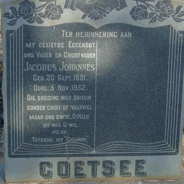 COETSEE Jacobus Johannes 1891-1952