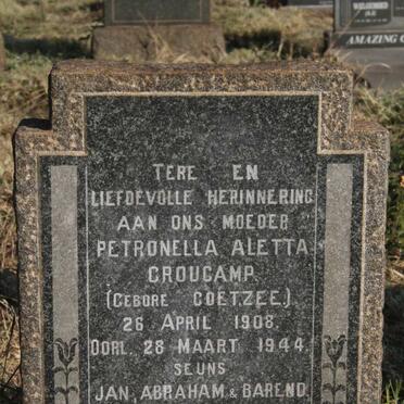 CROUCAMP Petronella Aletta nee COETZEE 1908-1944