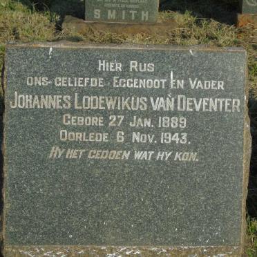DEVENTER Johannes Lodewikus, van 1889-1943