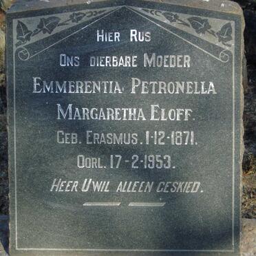 ELOFF Emmerentia Petronella Margaretha nee ERASMUS 1871-1953