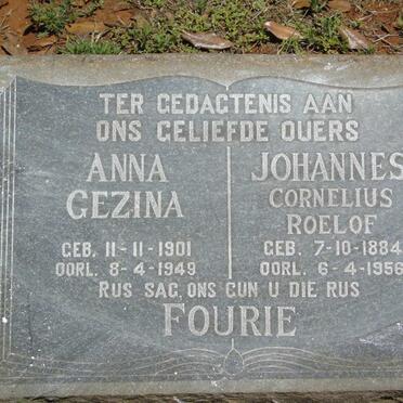FOURIE Johannes Cornelius Roelof 1884-1956 & Anna Gezina 1901-1949