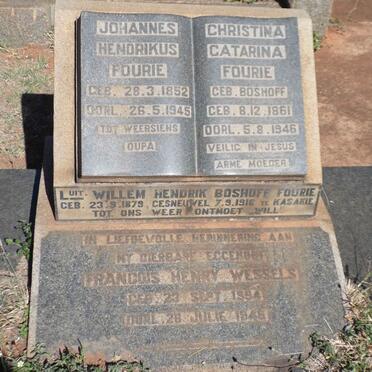 1FOURIE Johannes Hendrikus 1852-1945 &amp; Christina Catarina BOSHOFF 1861-1946