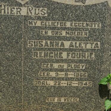 FOURIE Susanna Aletta Renche nee DU PLOOY 1866-1949
