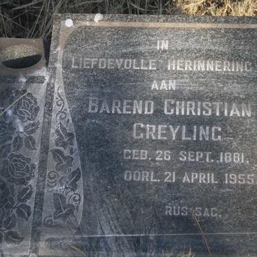 GREYLING Barend Christian 1881-1955