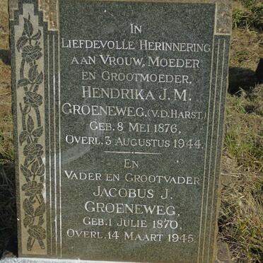 GROENEWEG Jacobus J. 1870-1945 & Hendrika J.M. V.D.HARST 1876-1944
