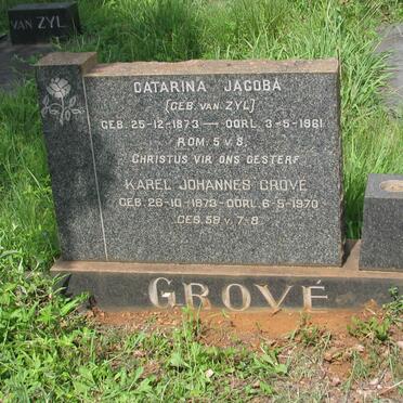 GROVE Karel Johannes 1873-1970 &amp; Catarina Jacoba VAN ZYL 1873-1961