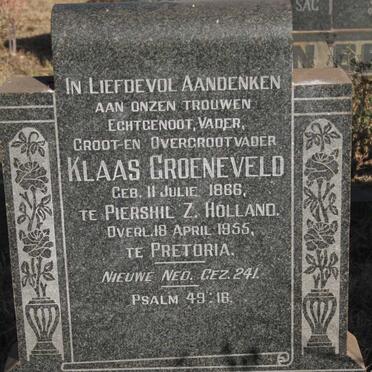 GROENEVELD Klaas 1866-1955