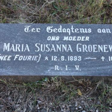 GROENEWALD Maria Susanna nee FOURIE 1893-1961